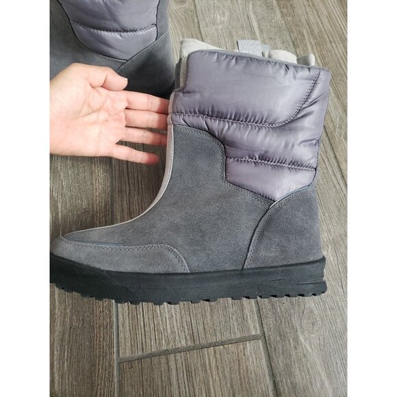 Nwot Lands End Women’s Commuter Winter Boots Suede Pull On Gray  Snow Size 10B - Picture 3 of 7